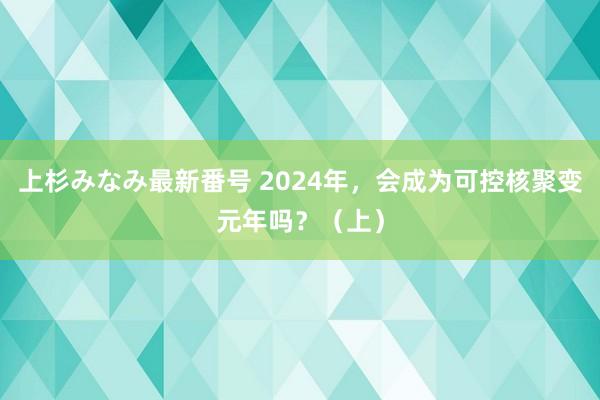 上杉みなみ最新番号 2024年，会成为可控核聚变元年吗？（上）