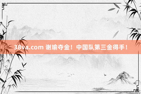 38va.com 谢瑜夺金！中国队第三金得手！