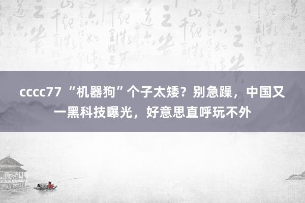 cccc77 “机器狗”个子太矮？别急躁，中国又一黑科技曝光，好意思直呼玩不外