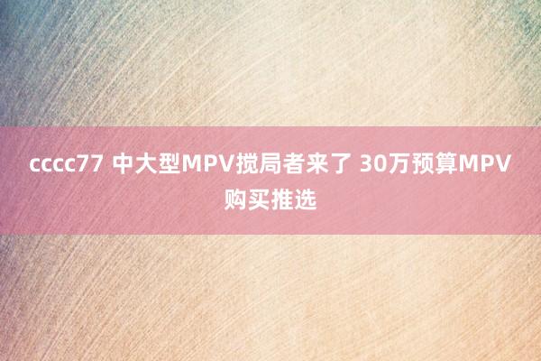 cccc77 中大型MPV搅局者来了 30万预算MPV购买推选