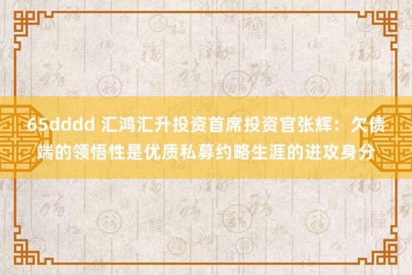 65dddd 汇鸿汇升投资首席投资官张辉：欠债端的领悟性是优质私募约略生涯的进攻身分