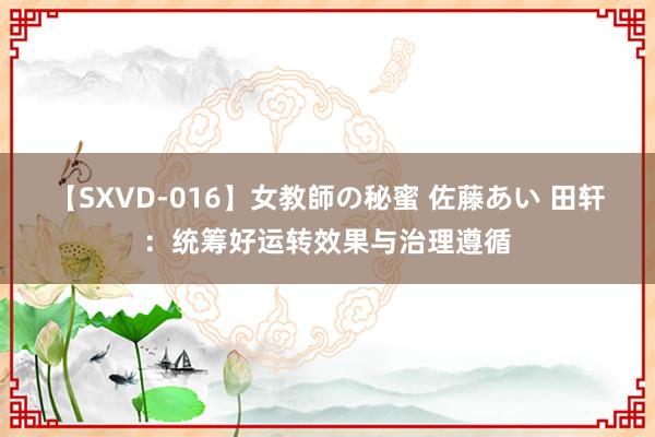 【SXVD-016】女教師の秘蜜 佐藤あい 田轩：统筹好运转效果与治理遵循