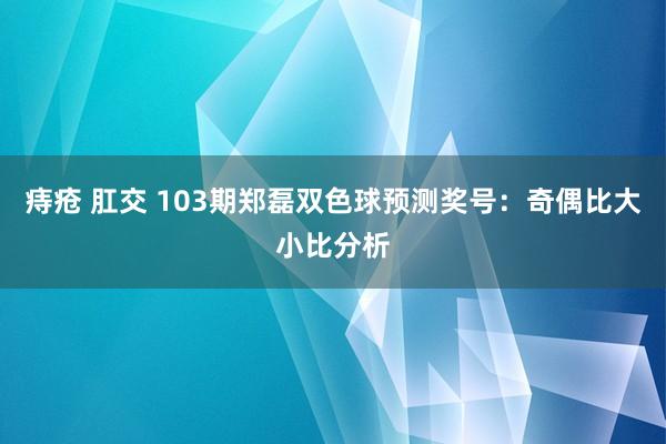 痔疮 肛交 103期郑磊双色球预测奖号：奇偶比大小比分析