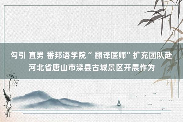 勾引 直男 番邦语学院“ 翻译医师”扩充团队赴河北省唐山市滦县古城景区开展作为