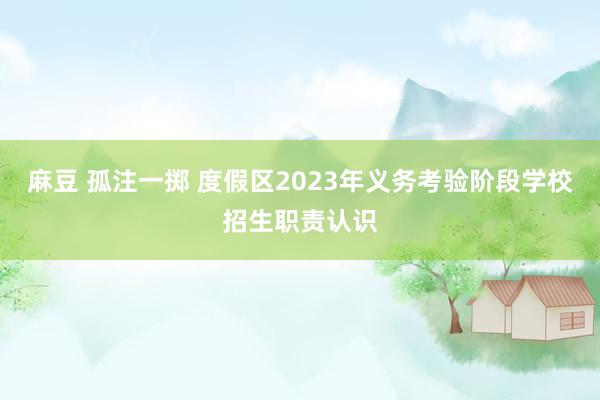 麻豆 孤注一掷 度假区2023年义务考验阶段学校招生职责认识